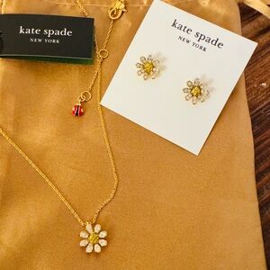 New! Kate Spade Flower Opal Pendant Necklace and matching Earrings